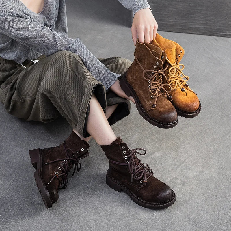 Bottes en cuir pour femme, mi-mollet, talon carré