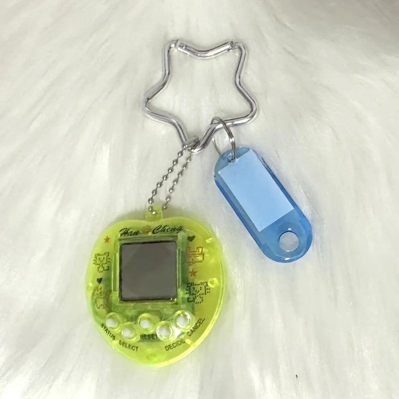 Porte-clés console de jeux arc-en-ciel coréen tendance Kawaii Harajuku Charm Y2K Cadenas cœur cristal DIY Pendentif porte-clés vintage