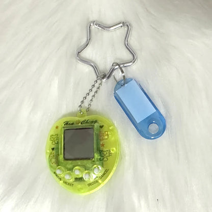 Porte-clés console de jeux arc-en-ciel coréen tendance Kawaii Harajuku Charm Y2K Cadenas cœur cristal DIY Pendentif porte-clés vintage