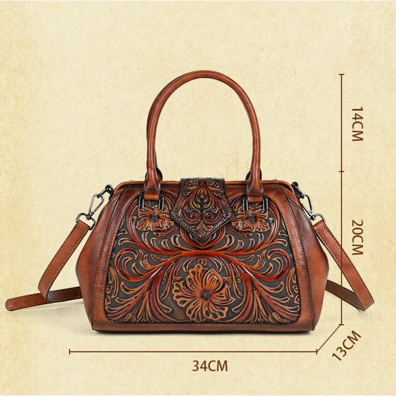 Mala Tote Amélia Vintage – Acabamento Floral de Alta Qualidade