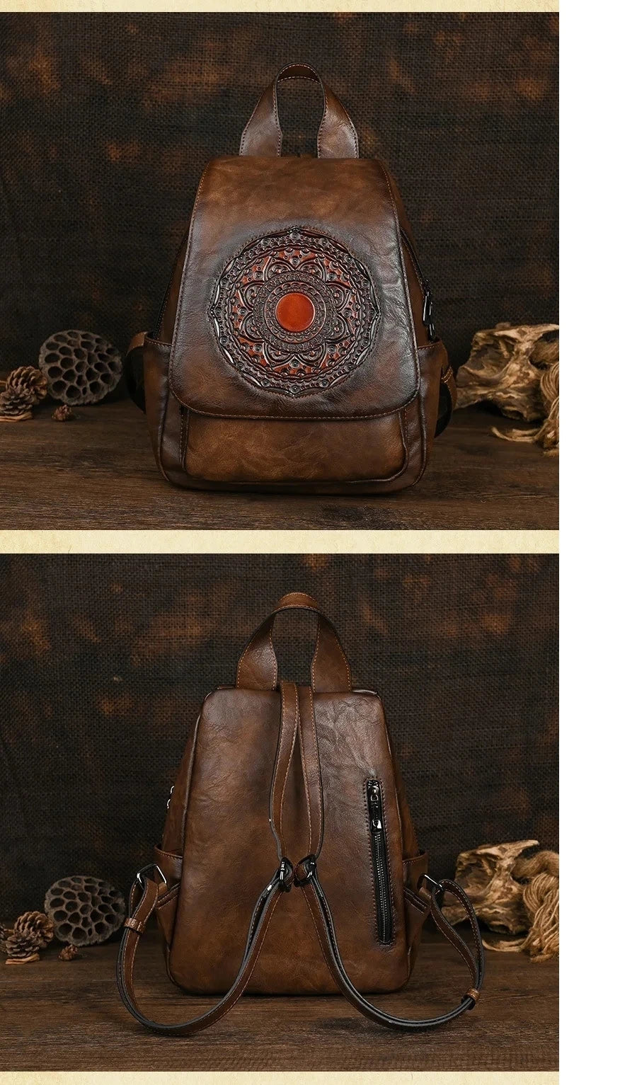 Sac à dos géométrique vintage Laura – Design élégant et de haute qualité