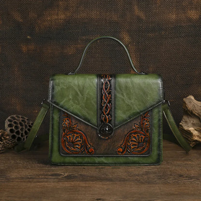 Sac carré vintage Elisa – Motif floral de haute qualité