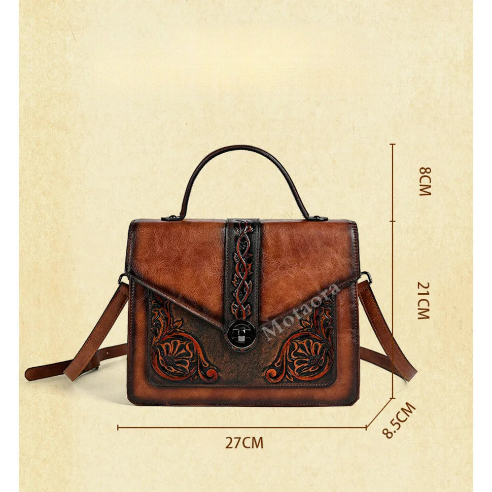 Sac carré vintage Elisa – Motif floral de haute qualité