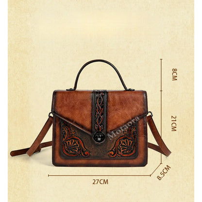 Sac carré vintage Elisa – Motif floral de haute qualité