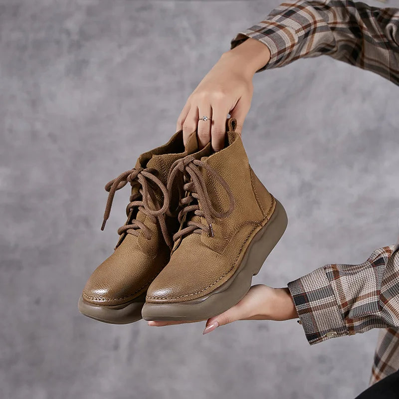 Bottes authentiques pour femmes avec semelle épaisse et bout large