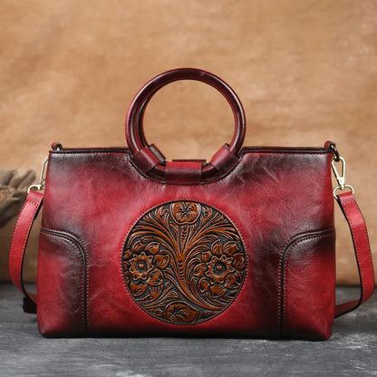 Sac vintage à motif camélia et fleurs – Finition élégante et de haute qualité
