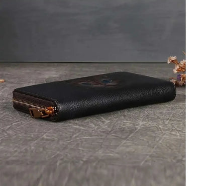 Portefeuille Luna Vintage Cat – Fabriqué en cuir véritable de qualité supérieure