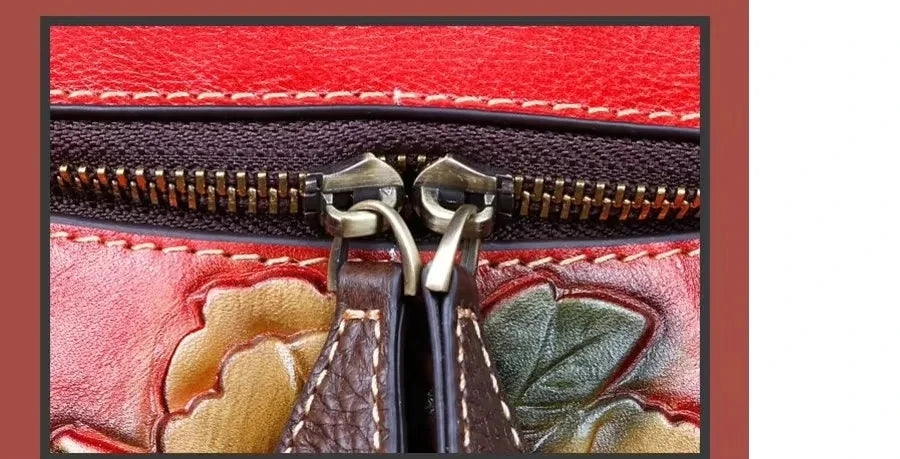 Sac à dos Matilde Vintage à motif floral – Fabriqué en cuir véritable de première qualité 