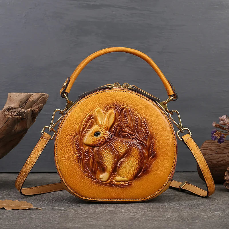Sac rond vintage Colette – Fabriqué en cuir véritable de première qualité