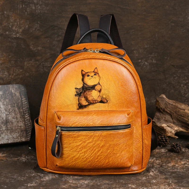 Sac à dos artistique vintage Clara – Fabriqué en cuir véritable de première qualité