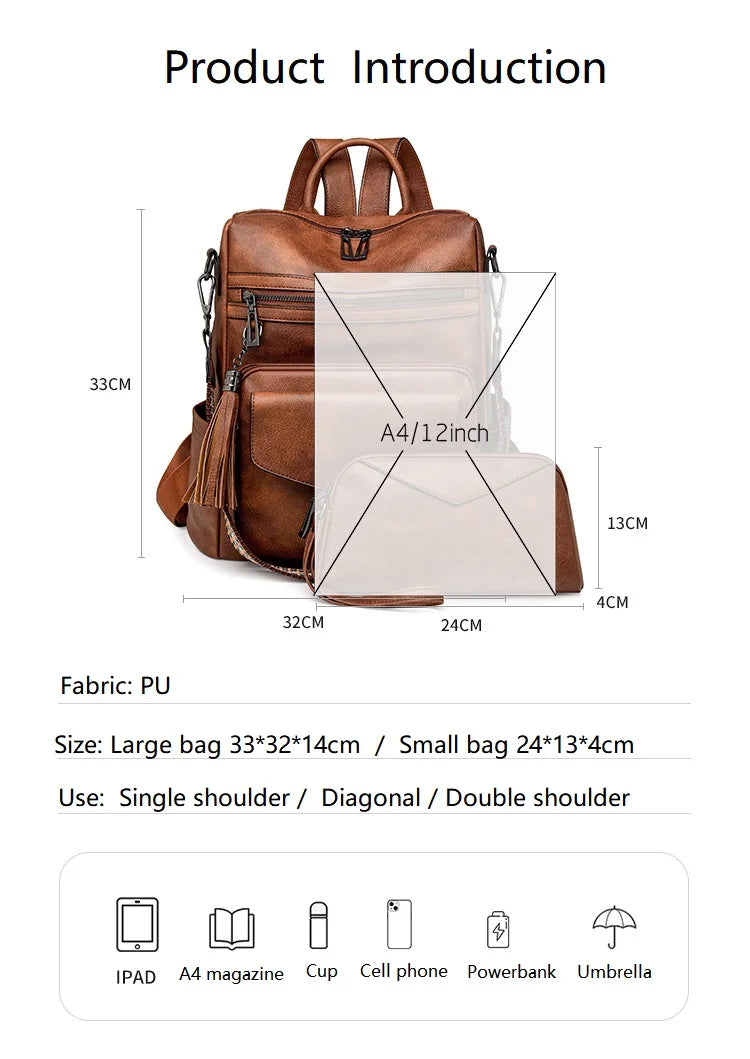 Sac à dos « Duo Fringe » – Style et polyvalence pour les voyages et le quotidien