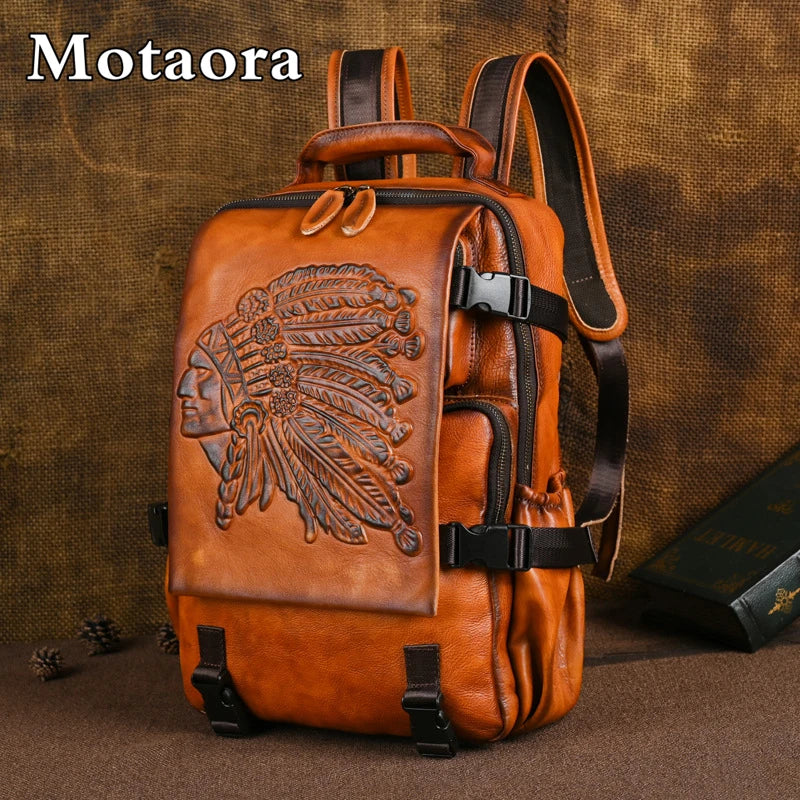 Sac à dos vintage Aurora haut de gamme – Fabriqué en cuir véritable de haute qualité