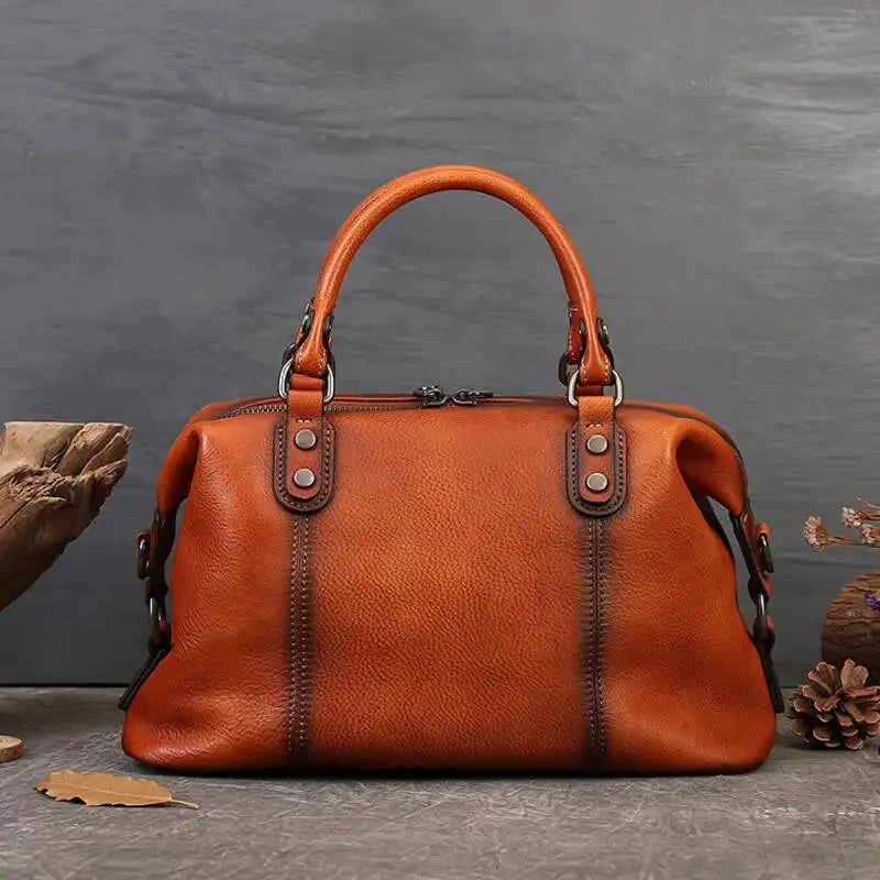 Sac Boston Serena Vintage – Fabriqué en cuir véritable de première qualité 