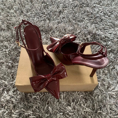 Valentina Bow - Sapatos de Salto Alto com Laço Elegante