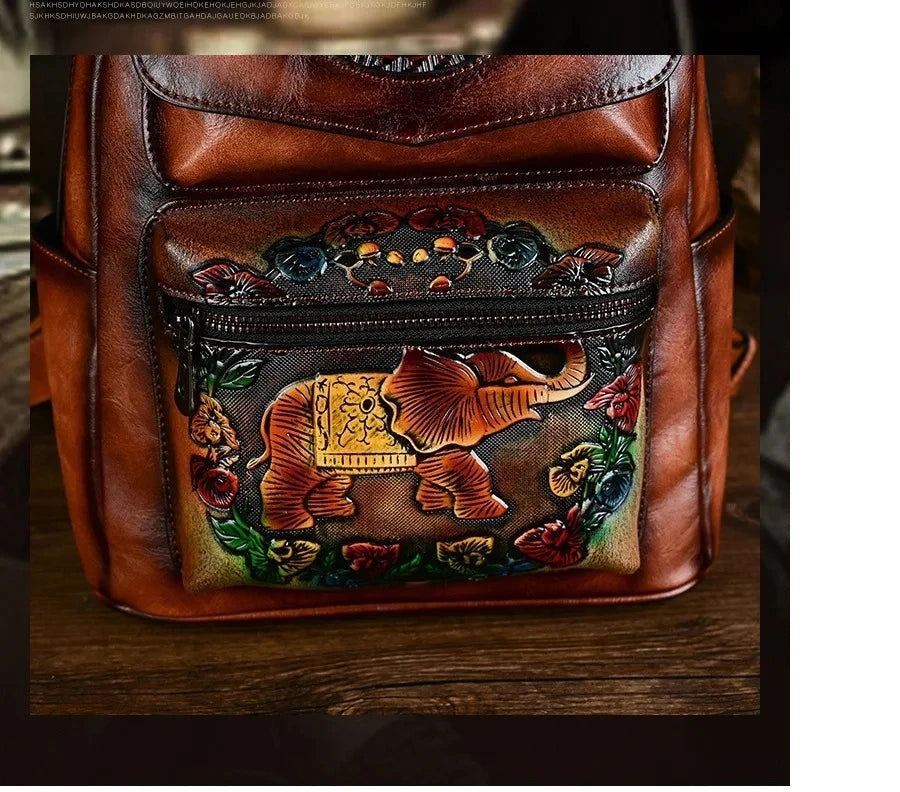 Sac à dos Maya Vintage Éléphant – Modèle antivol de haute qualité