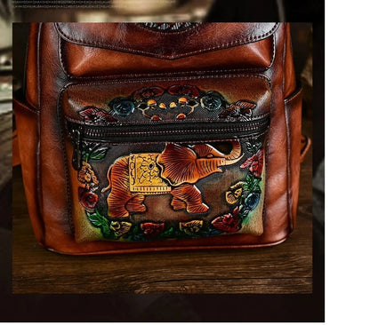 Sac à dos Maya Vintage Éléphant – Modèle antivol de haute qualité