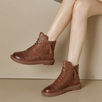 Bottes pour femmes GKTINOO, cuir véritable, découpes respirantes