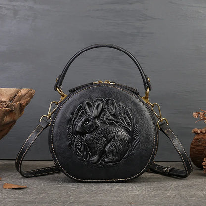 Sac rond vintage Colette – Fabriqué en cuir véritable de première qualité
