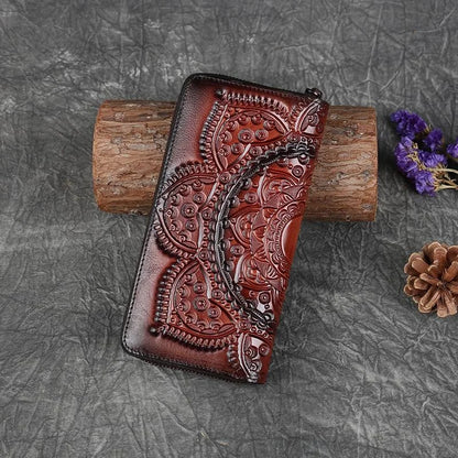 Portefeuille Mei Vintage à motif floral – Fabriqué en cuir véritable de qualité supérieure