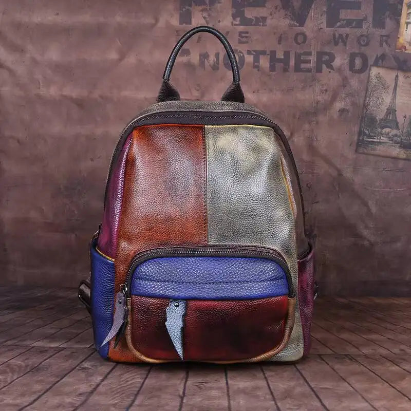 Sac à dos Diana Vintage Patchwork – Fabriqué en cuir véritable de première qualité