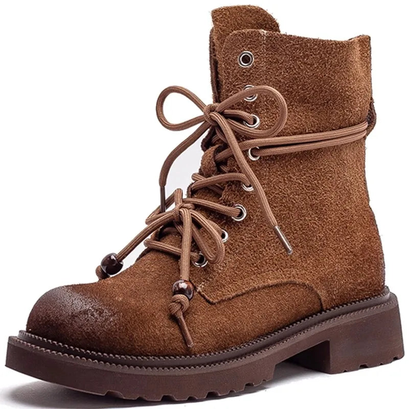 Bottes en cuir pour femme, mi-mollet, talon carré