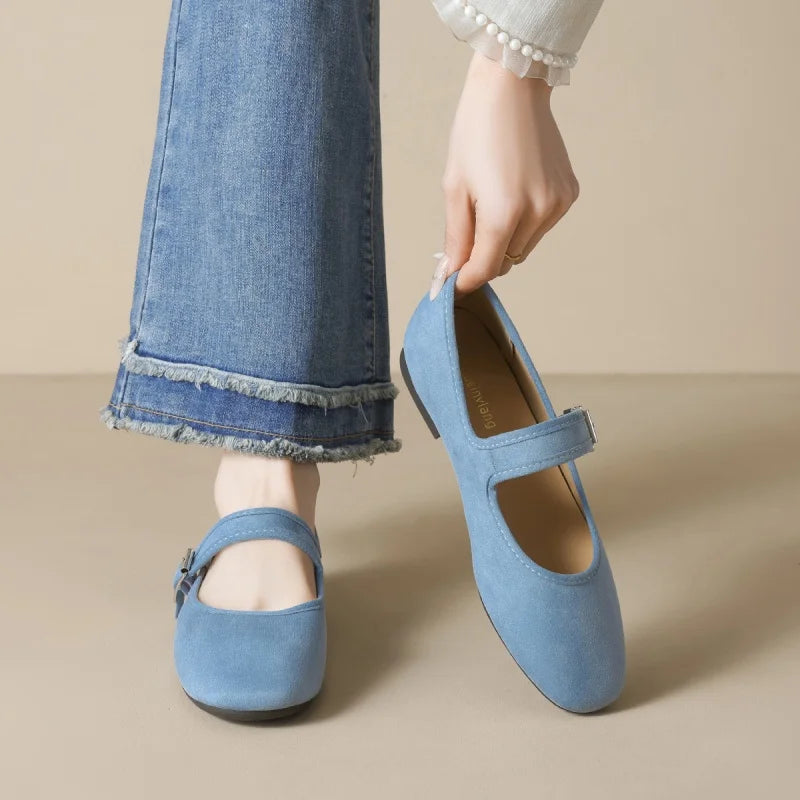 Edana San - Chaussure plate confortable (en cuir suédé)
