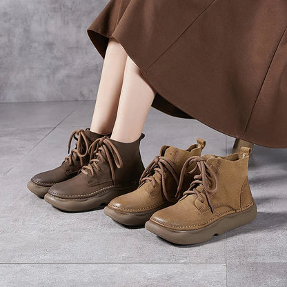 Bottes authentiques pour femmes avec semelle épaisse et bout large