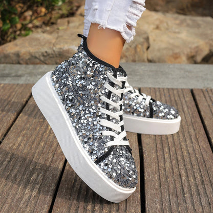 Bianca à paillettes - Bottines baskets ultra confortables