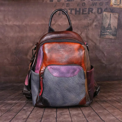 Sac à dos Diana Vintage Patchwork – Fabriqué en cuir véritable de première qualité
