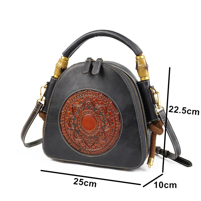 Sac coquillage oriental vintage Mei – Fabriqué en cuir véritable de qualité supérieure