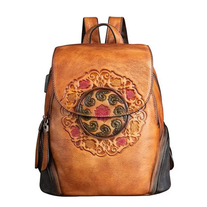 Mochila Hanami Vintage – Em Couro Genuíno Artesanal