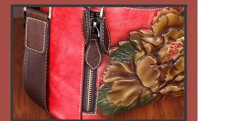 Sac à dos Matilde Vintage à motif floral – Fabriqué en cuir véritable de première qualité 