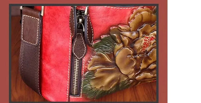 Sac à dos Matilde Vintage à motif floral – Fabriqué en cuir véritable de première qualité 