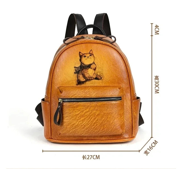 Sac à dos artistique vintage Clara – Fabriqué en cuir véritable de première qualité