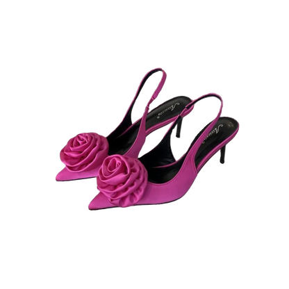 Sapatos Elegantes Flor de Cetim – Salto Fino