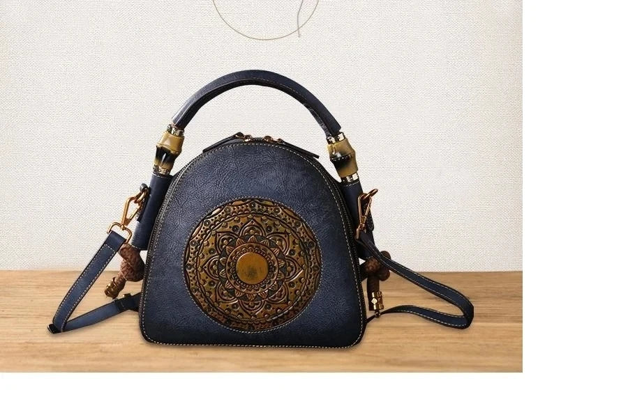 Sac coquillage oriental vintage Mei – Fabriqué en cuir véritable de qualité supérieure