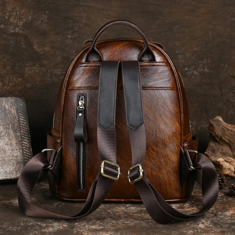 Sac à dos artistique vintage Clara – Fabriqué en cuir véritable de première qualité