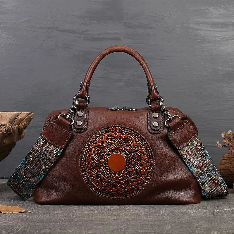 Sac Boston Camila Vintage – Fabriqué en cuir véritable de première qualité