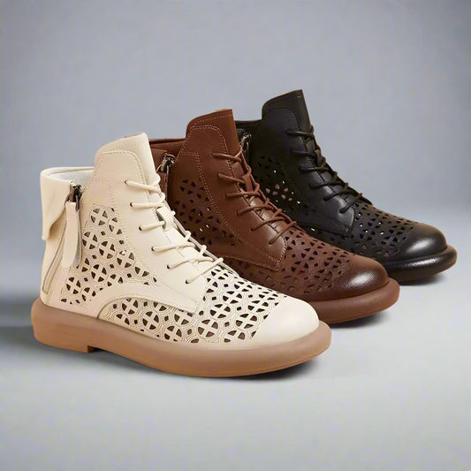 Bottes pour femmes GKTINOO, cuir véritable, découpes respirantes
