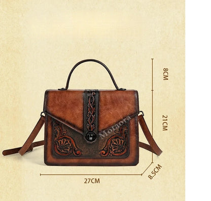 Sac carré vintage Elisa – Motif floral de haute qualité
