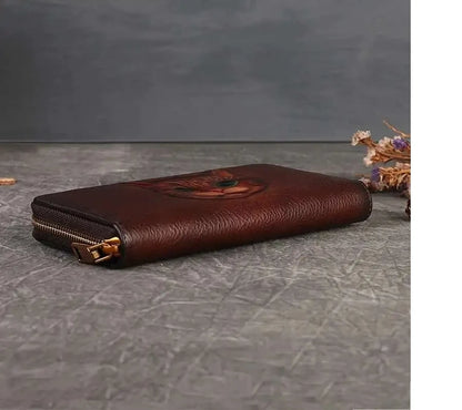 Portefeuille Luna Vintage Cat – Fabriqué en cuir véritable de qualité supérieure