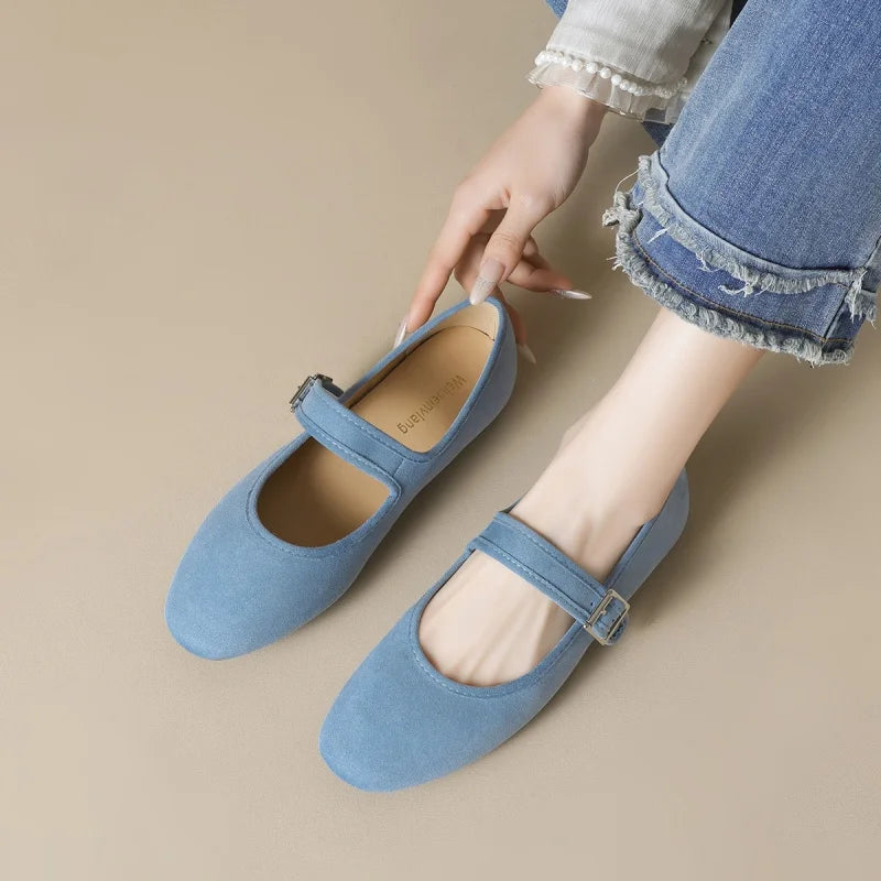 Edana San - Chaussure plate confortable (en cuir suédé)