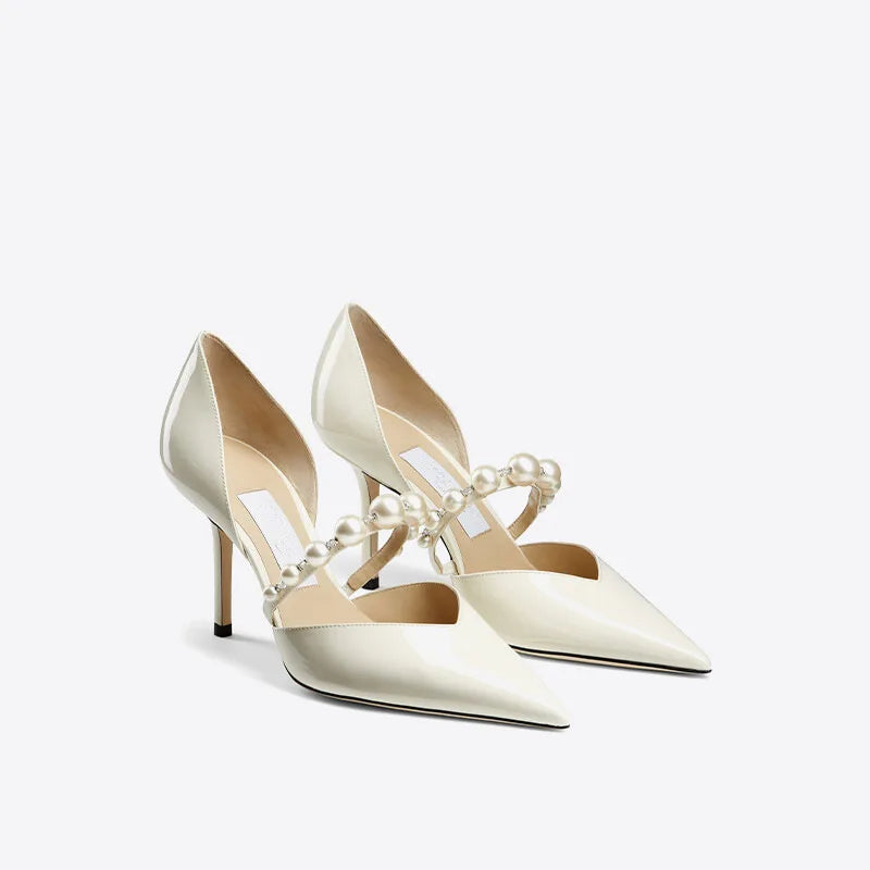Victoria Pearl - Sapatos de Salto Elegantes com Pérolas e Cristais