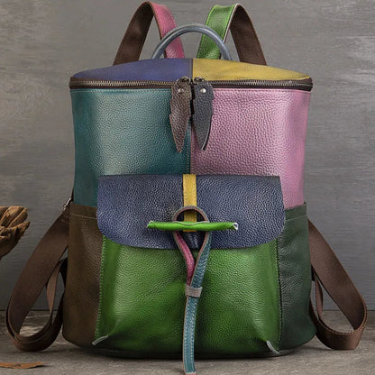 Sac à dos vintage Aurora Patch – Fabriqué en cuir véritable de première qualité 