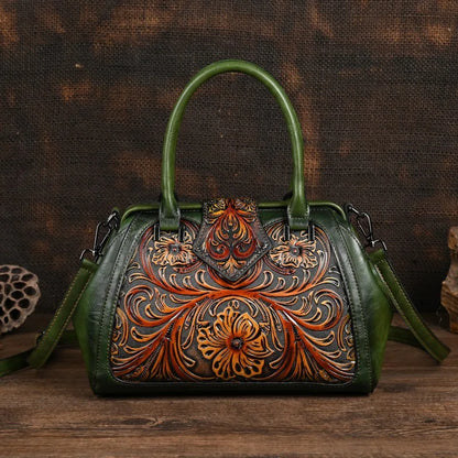 Mala Tote Amélia Vintage – Acabamento Floral de Alta Qualidade