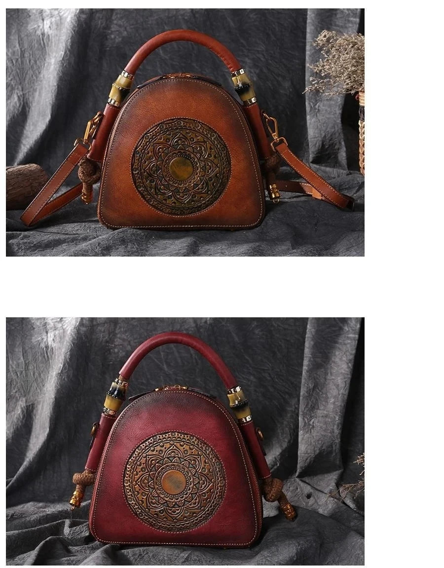 Sac coquillage oriental vintage Mei – Fabriqué en cuir véritable de qualité supérieure
