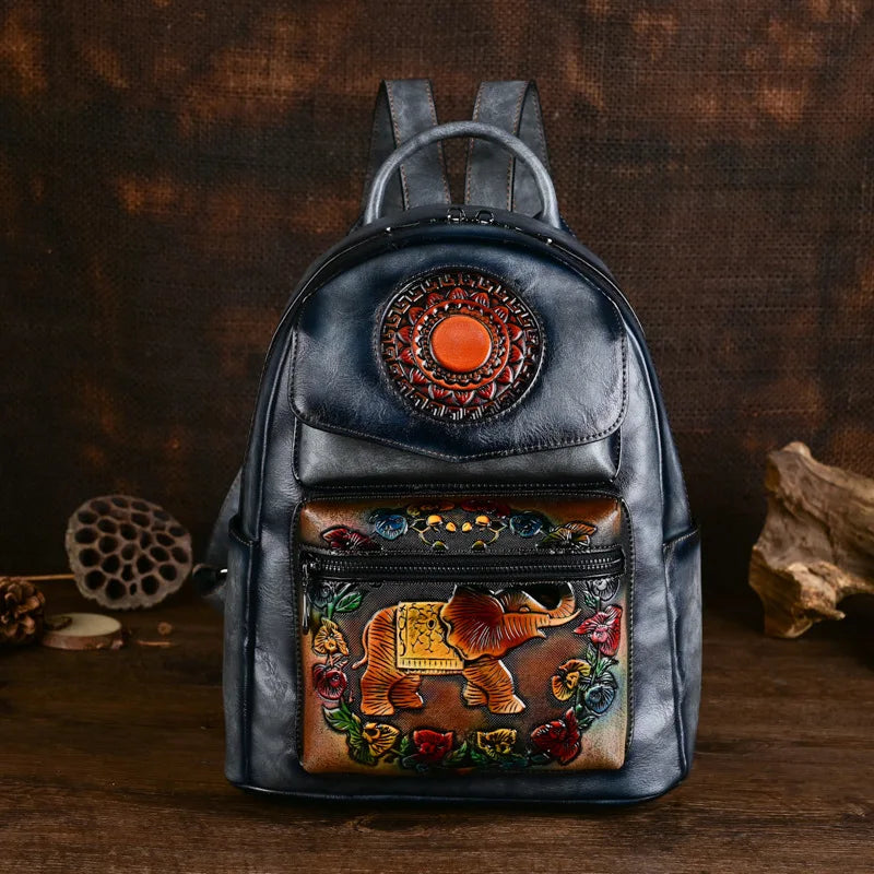 Sac à dos Maya Vintage Éléphant – Modèle antivol de haute qualité