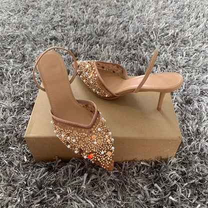 Aurora Crystal - Sapatos Slingback de Cerimónia com Pérolas e Brilhantes