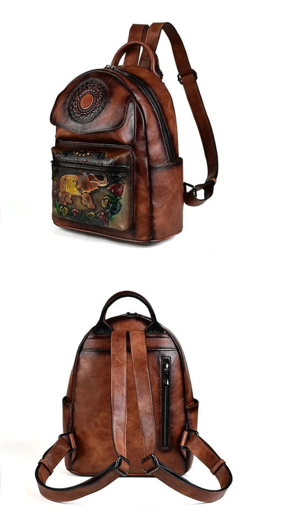 Sac à dos Maya Vintage Éléphant – Modèle antivol de haute qualité