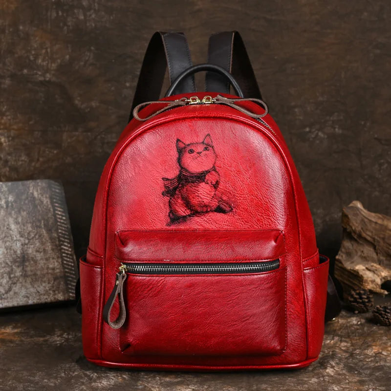 Sac à dos artistique vintage Clara – Fabriqué en cuir véritable de première qualité